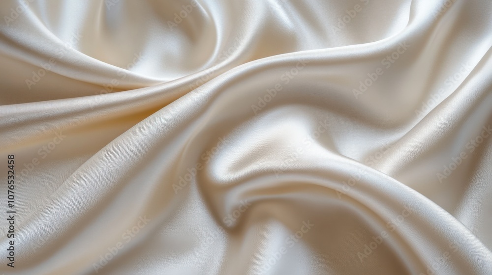 Elegant Cream Satin Fabric Draped in Soft Waves Elegant Cream Satin Fabric Draped in Soft Waves