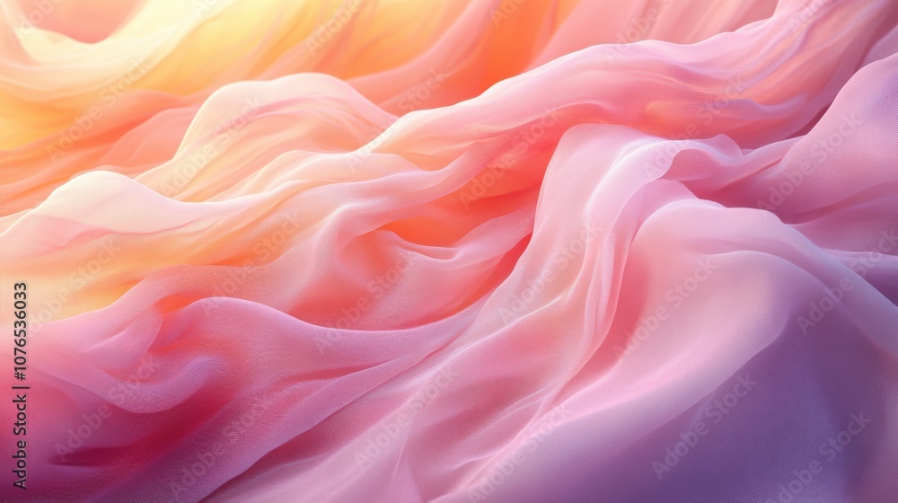 Soft Pastel Waves of Silk Fabric in Sunrise Colors Soft Pastel Waves of Silk Fabric in Sunrise Colors
