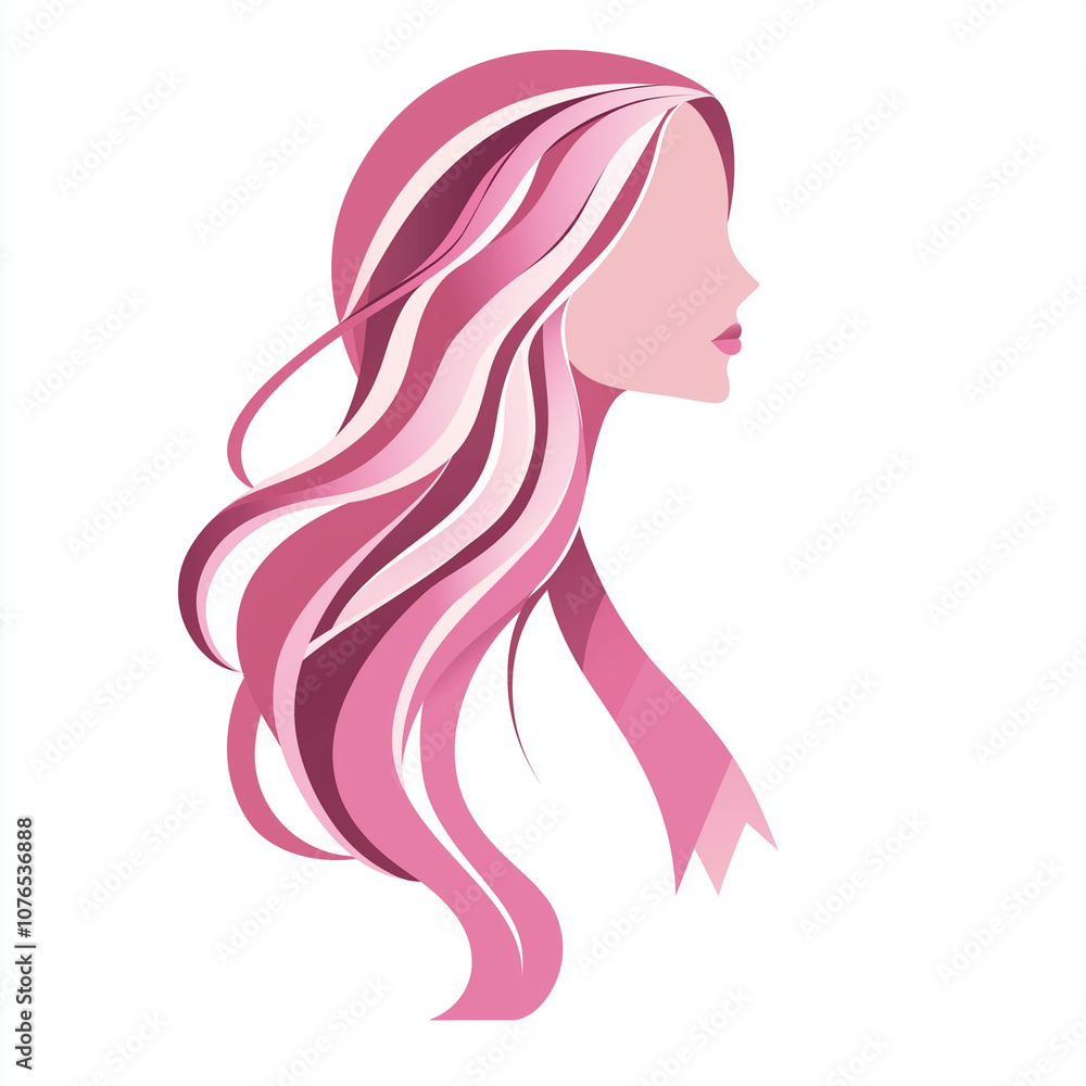 Illustration of a young woman with pink ribbon, showing her support for breast cancer awareness Illustration of a young woman with pink ribbon, showing her support for breast cancer awareness