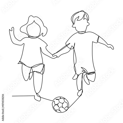 single line art of happy siblings day good for siblings day celebrate. line art. illustration.