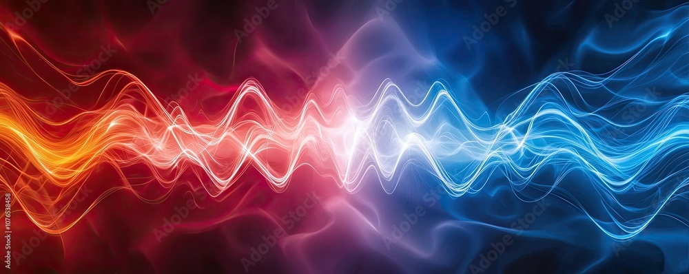 Fototapeta premium An abstract image showcasing vibrant red and blue waves, illustrating dynamic energy and movement in a digital design.