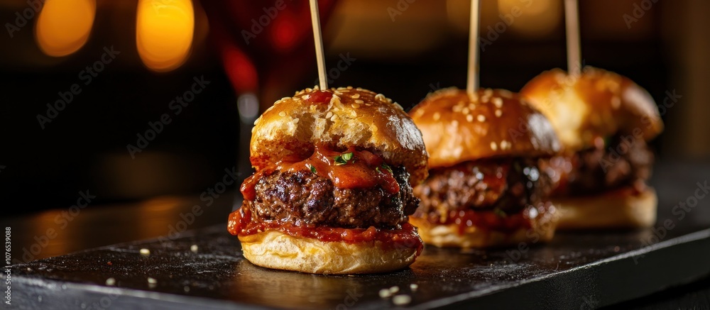 Delicious Mini Burgers with Sauce Delicious Mini Burgers with Sauce