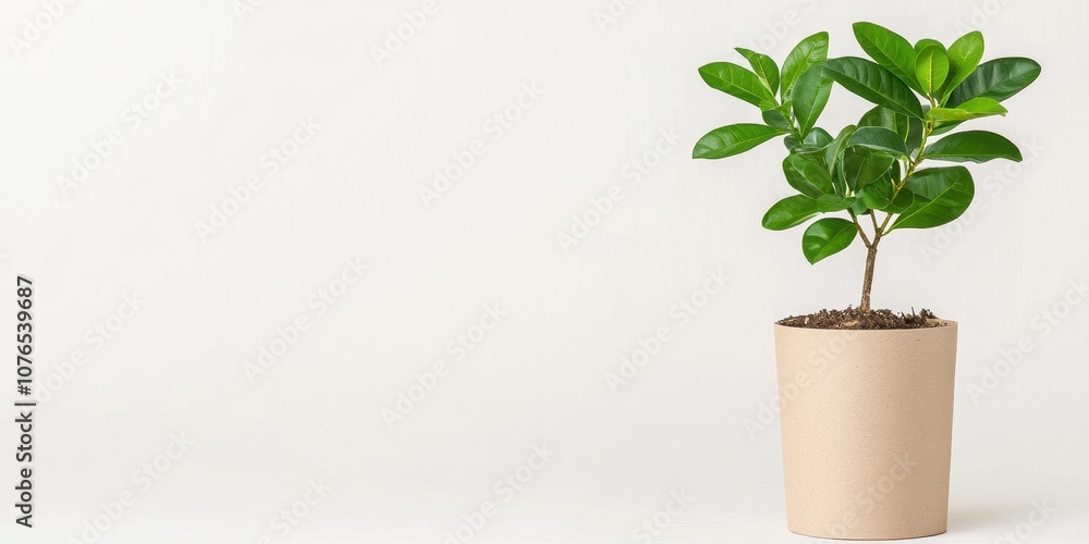 A green indoor plant in a minimalist pot, ideal for home and office decor. A green indoor plant in a minimalist pot, ideal for home and office decor.
