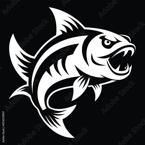 Solid color Goliath Tigerfish animal vector design