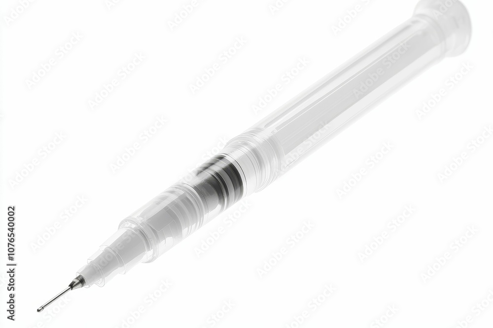 Fototapeta premium A clear, transparent syringe with a needle.