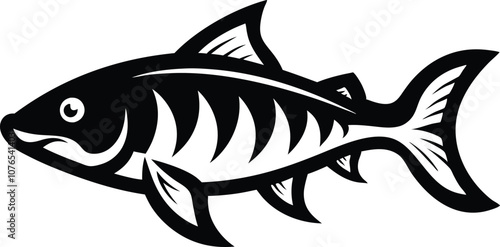 Solid color Goliath Tigerfish animal vector design