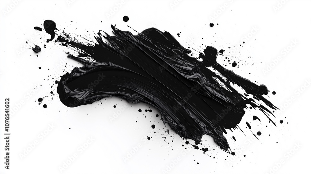 Splatter of black ink on a white surface, abstract ink blot artistic design Splatter of black ink on a white surface, abstract ink blot artistic design