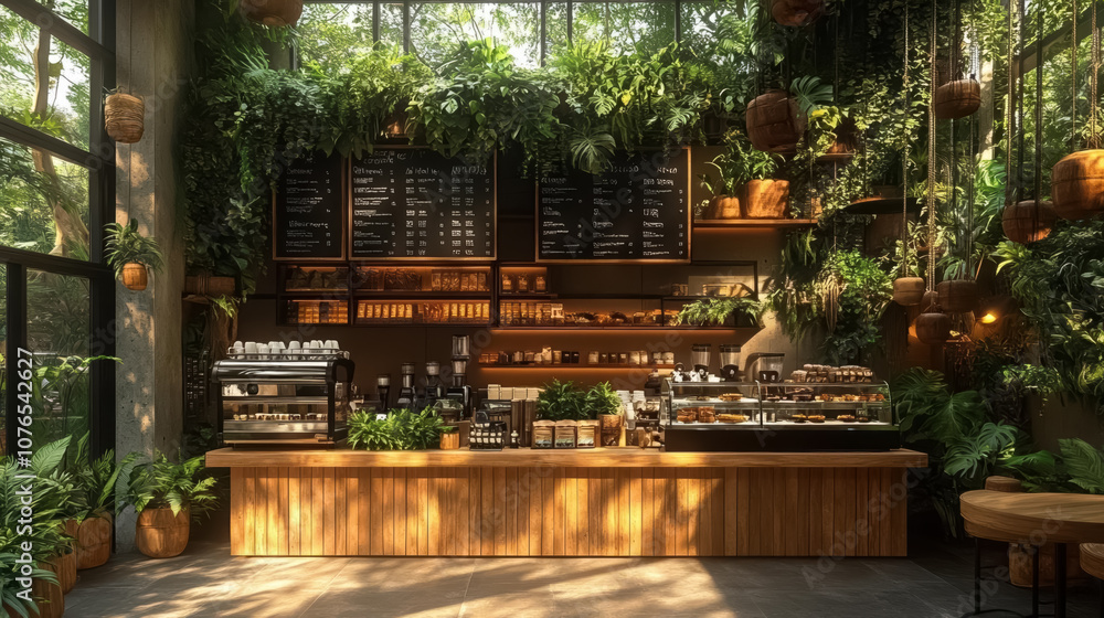 Fototapeta premium coffee shop with a botanical garden theme
