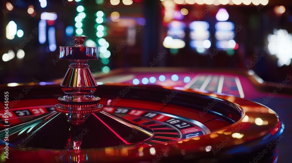 Obraz premium A red roulette wheel with a silver top