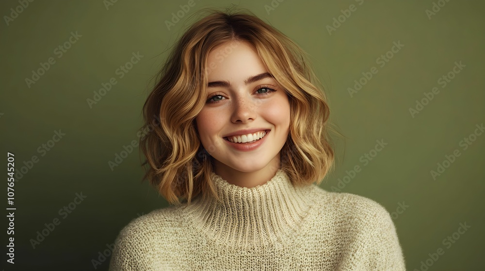 świąteczny portret, kobieta europejska, blond włosy, kremowy sweter, oliwkowe tło, minimalistyczna estetyka, delikatny uśmiech, świąteczna atmosfera, naturalna uroda, subtelny makijaż, ciepła stylizac świąteczny portret, kobieta europejska, blond włosy, kremowy sweter, oliwkowe tło, minimalistyczna estetyka, delikatny uśmiech, świąteczna atmosfera, naturalna uroda, subtelny makijaż, ciepła stylizac