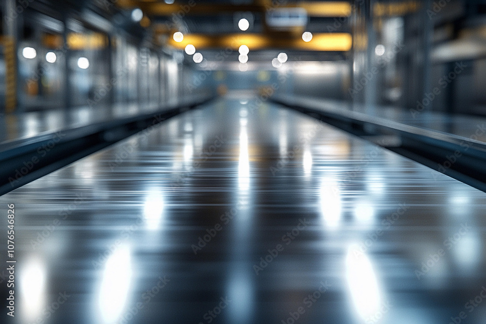 Reflective metal surface in an industrial environment at night Reflective metal surface in an industrial environment at night