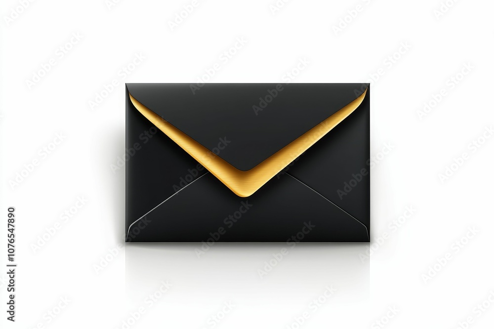 Black envelope with gold lining.