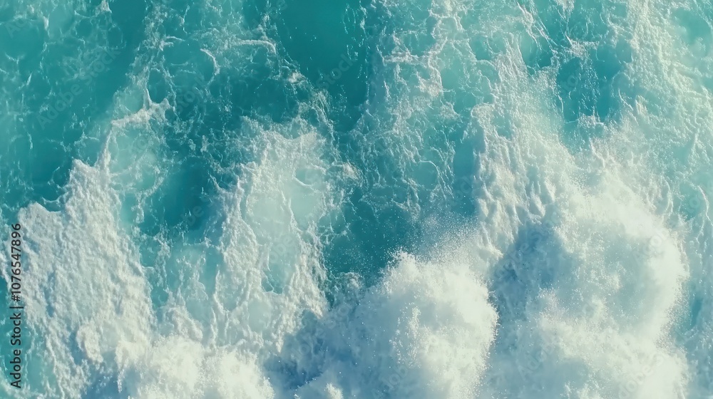 Fototapeta premium Ocean Waves Overhead View with Turquoise Water