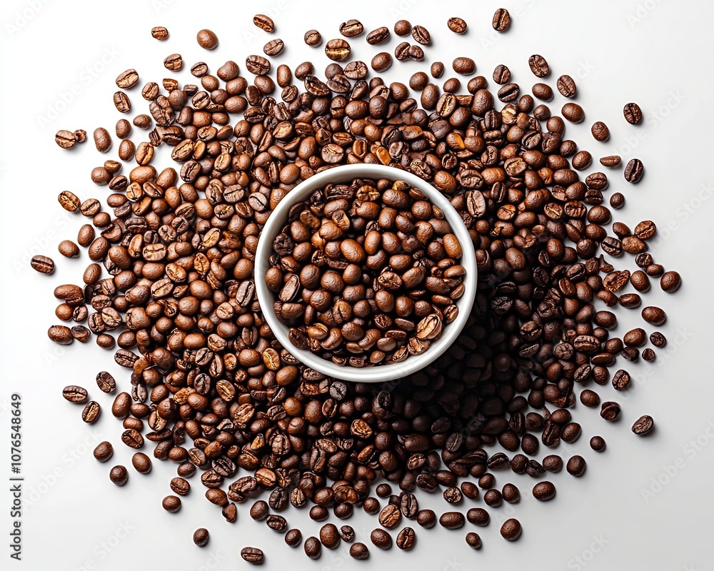 Naklejka premium Isolated Coffee Beans on White Background