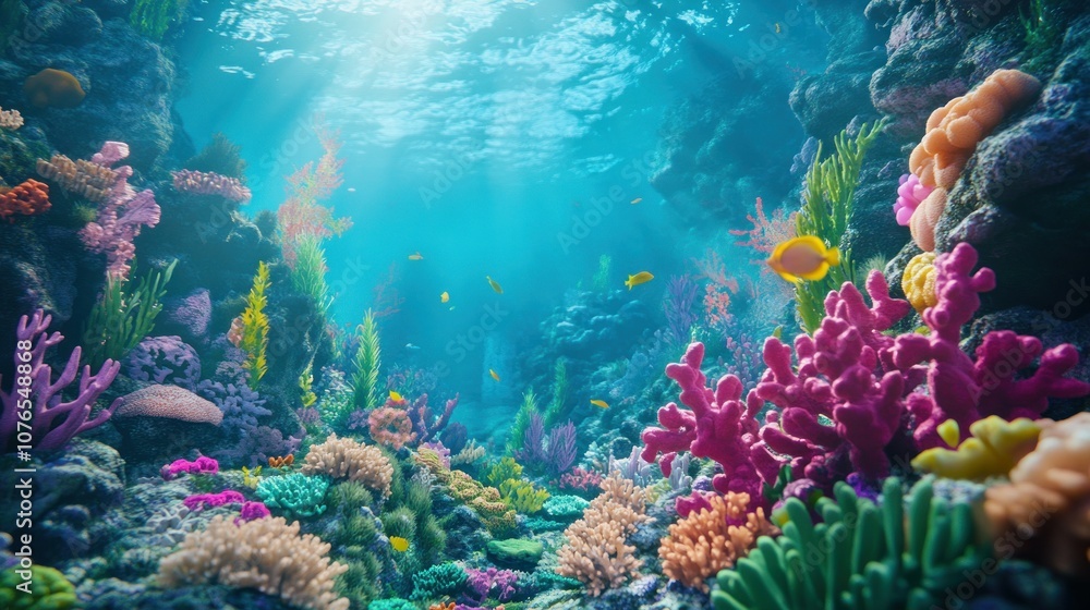 Fototapeta premium Vibrant Underwater Coral Reef Scene