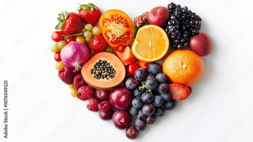 Heart-Shaped Arrangement of Fresh Fruits Heart-Shaped Arrangement of Fresh Fruits