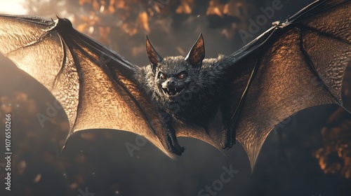 Black textured flying bat illustration

 photo