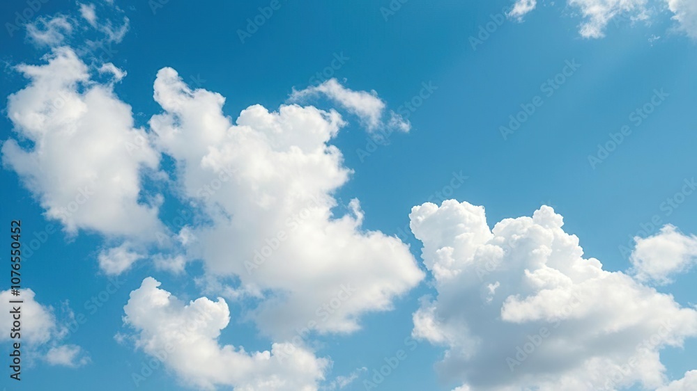 A stunning blue sky with cumulus clouds in various shapes and sizes floating gently, cloud formations, layered, blue sky A stunning blue sky with cumulus clouds in various shapes and sizes floating gently, cloud formations, layered, blue sky