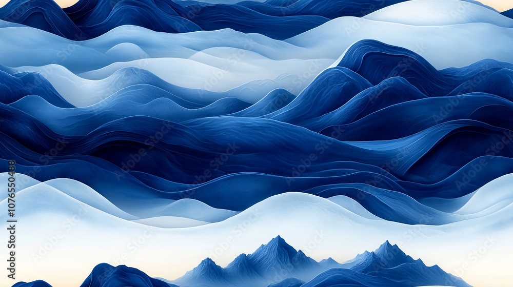 Obraz premium Serene Ocean Waves in Seigaiha Pattern Design