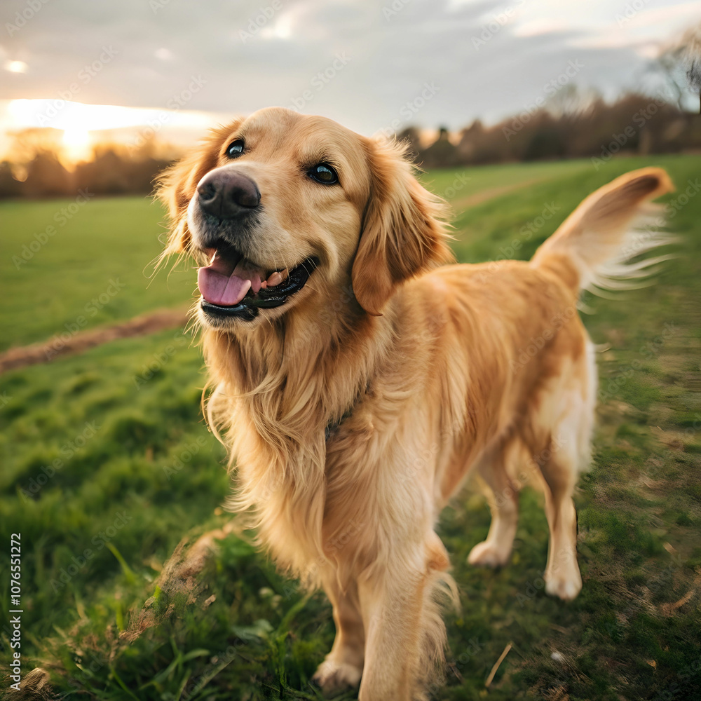 Obraz premium The Golden Retriever is a friendly, intelligent, and versatile dog breed, known for its loyalty.
