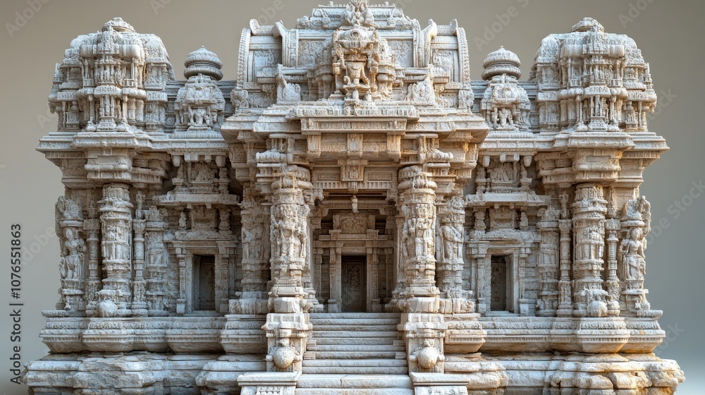 Intricate stone temple structure with detailed carvings and steps. Intricate stone temple structure with detailed carvings and steps.