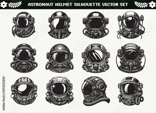 Unique Astronaut Helmet Silhouette Collection for Space Graphics