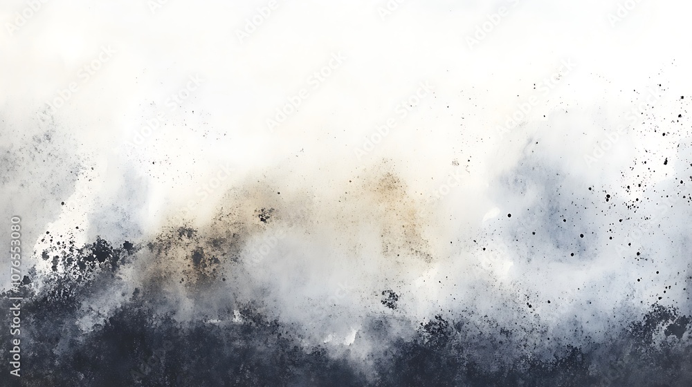 Abstract Watercolor Painting with White, Gray, and Black Hues Abstract Watercolor Painting with White, Gray, and Black Hues