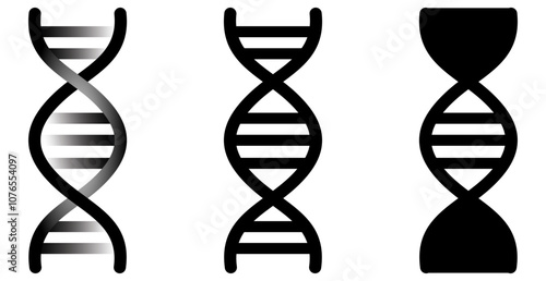 3D Blue DNA helix icon in a stylized form, symbolizing genetics, biotechnology, and molecular science with a modern, minimalist design. Isolated on transparent background Vector 
