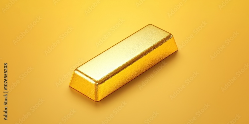Shiny gold bar on a bright yellow background symbolizing wealth and prosperity. Shiny gold bar on a bright yellow background symbolizing wealth and prosperity.