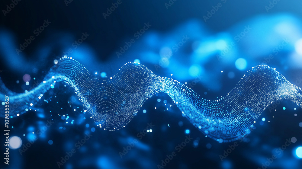 Fototapeta premium Sparkling wave background, abstract lighting background, beautiful navy-colored wallpaper, background with bokeh, background with lights