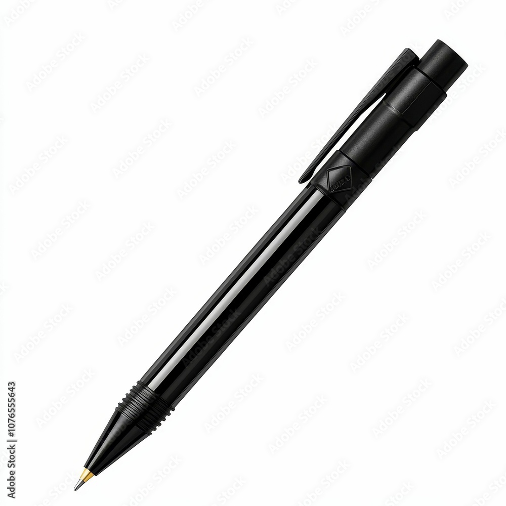 Black pen isolated on white background.