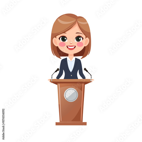 Public Speaker Guard Cute Worker Work Job Profession Professional Occupation Cartoon Character
