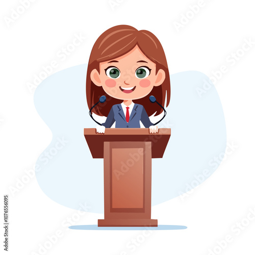 Public Speaker Guard Cute Worker Work Job Profession Professional Occupation Cartoon Character
