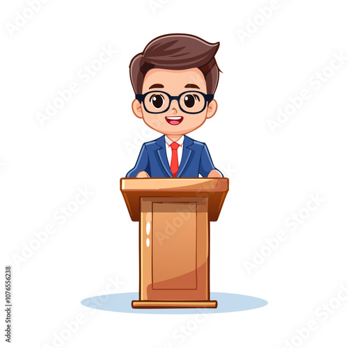 Public Speaker Guard Cute Worker Work Job Profession Professional Occupation Cartoon Character
