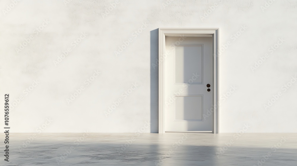 An open white door in a white room. An open white door in a white room.