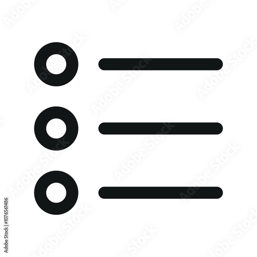 List UI icon, bullet list simple line user interface vector symbol