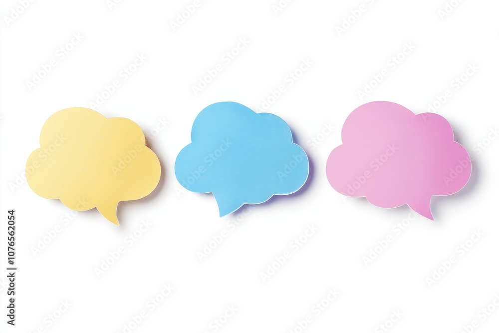 Three colorful speech bubbles on white background. Three colorful speech bubbles on white background.