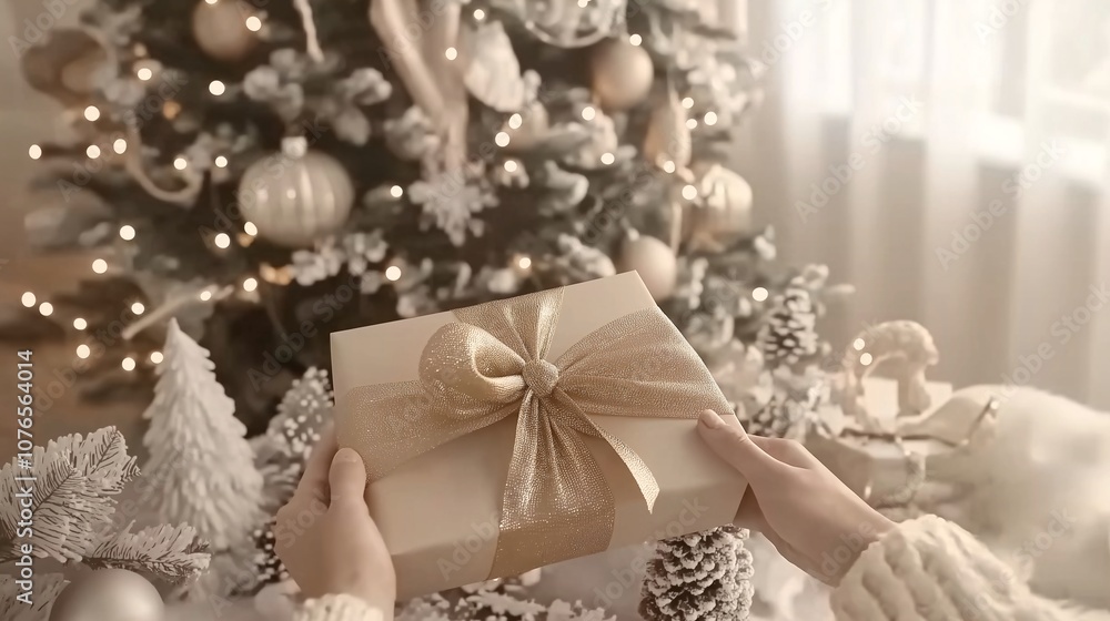 Close-Up of a Gift Box with Elegant Wrapping Close-Up of a Gift Box with Elegant Wrapping