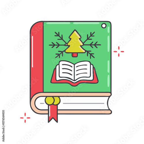Christmas carol book vector art,  flat illustration Christmas carol book icon