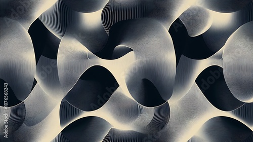 Abstract Pattern of Interlocking Curves and Lines