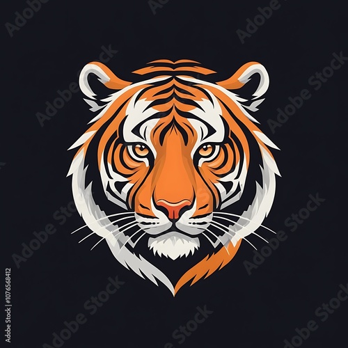 Tiger face animal logo make solid background image