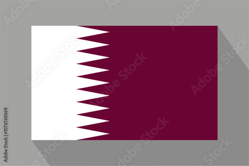 Qatari flag with shadow, vector illustration. The national flag of Qatar.