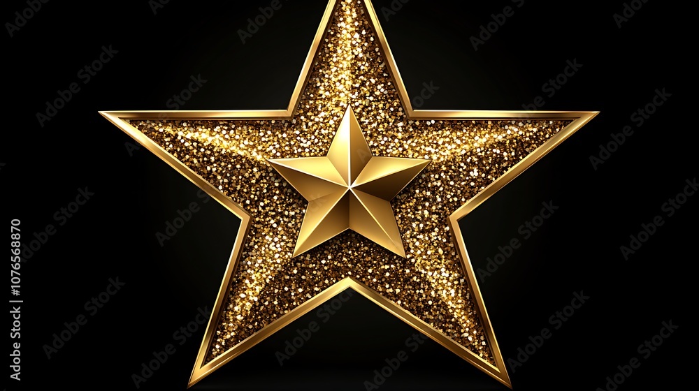 Golden star shines brightly in graphic design Golden star shines brightly in graphic design