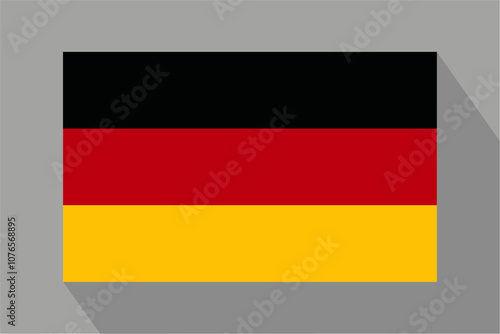 German flag with shadow, vector illustration. The national flag of Germany.