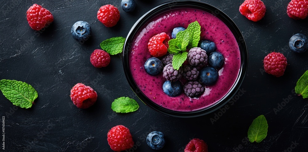 Smoothie bowl with berries. Smoothie bowl with berries.