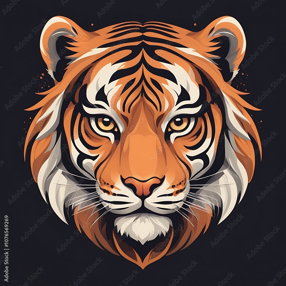 Fototapeta premium Tiger face animal logo make solid background image