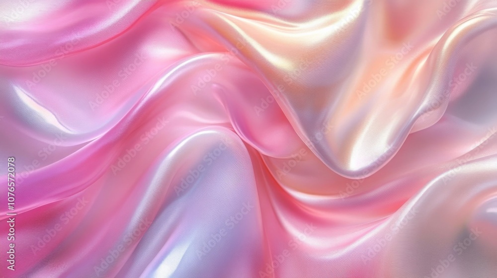 Obraz premium Elegant Iridescent Satin Fabric Drapery in Soft Pink and Lavender Tones