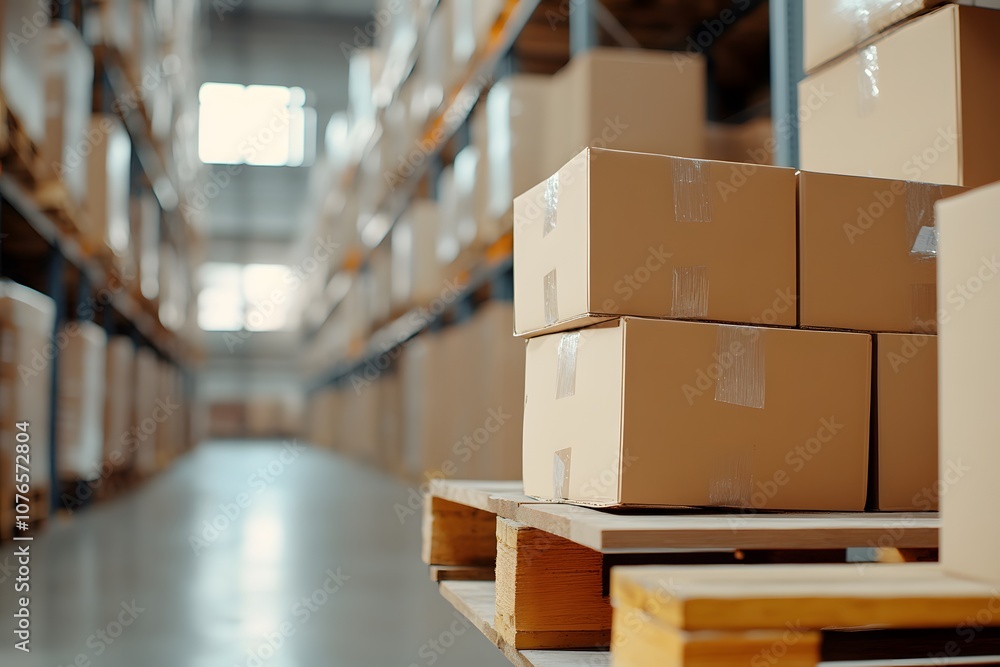 Close-up of a truck full of boxes in a warehouse Close-up of a truck full of boxes in a warehouse