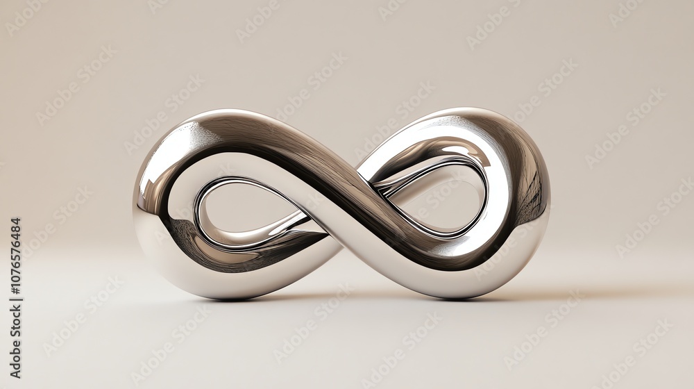 A shiny silver infinity symbol on a white background. A shiny silver infinity symbol on a white background.