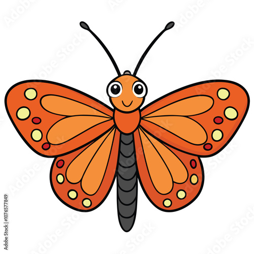 Gulf Fritillary butterfly vector illustrations on a white background.